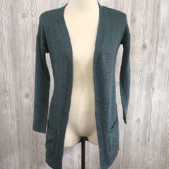 Pink Rose Open Cardigan Sweater Blue-Green Small - Picture 1 of 9
